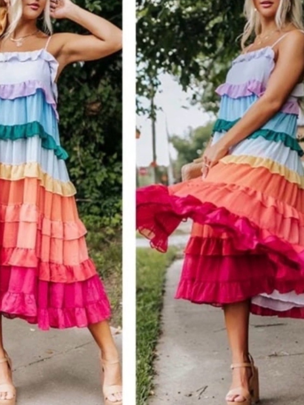 Anthropologie Judith March Storia rainbow tiered midi dress - Picture 2 of 6